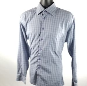 Jack Lipson Flex Mens Long Sleeve Sz L Plaid Blue